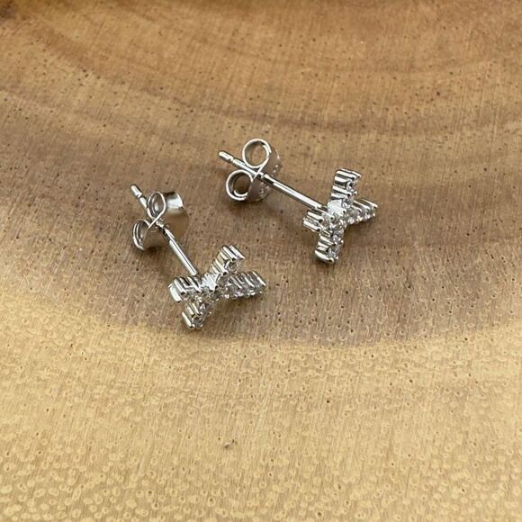 Cross Cubic Zirconia Earrings - Picture 6 of 6